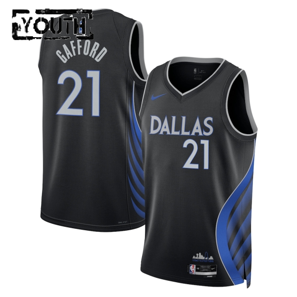Dallas Mavericks Trikot Daniel Gafford Nike 2025-26 City Edition Schwarz Swingman - Kinder